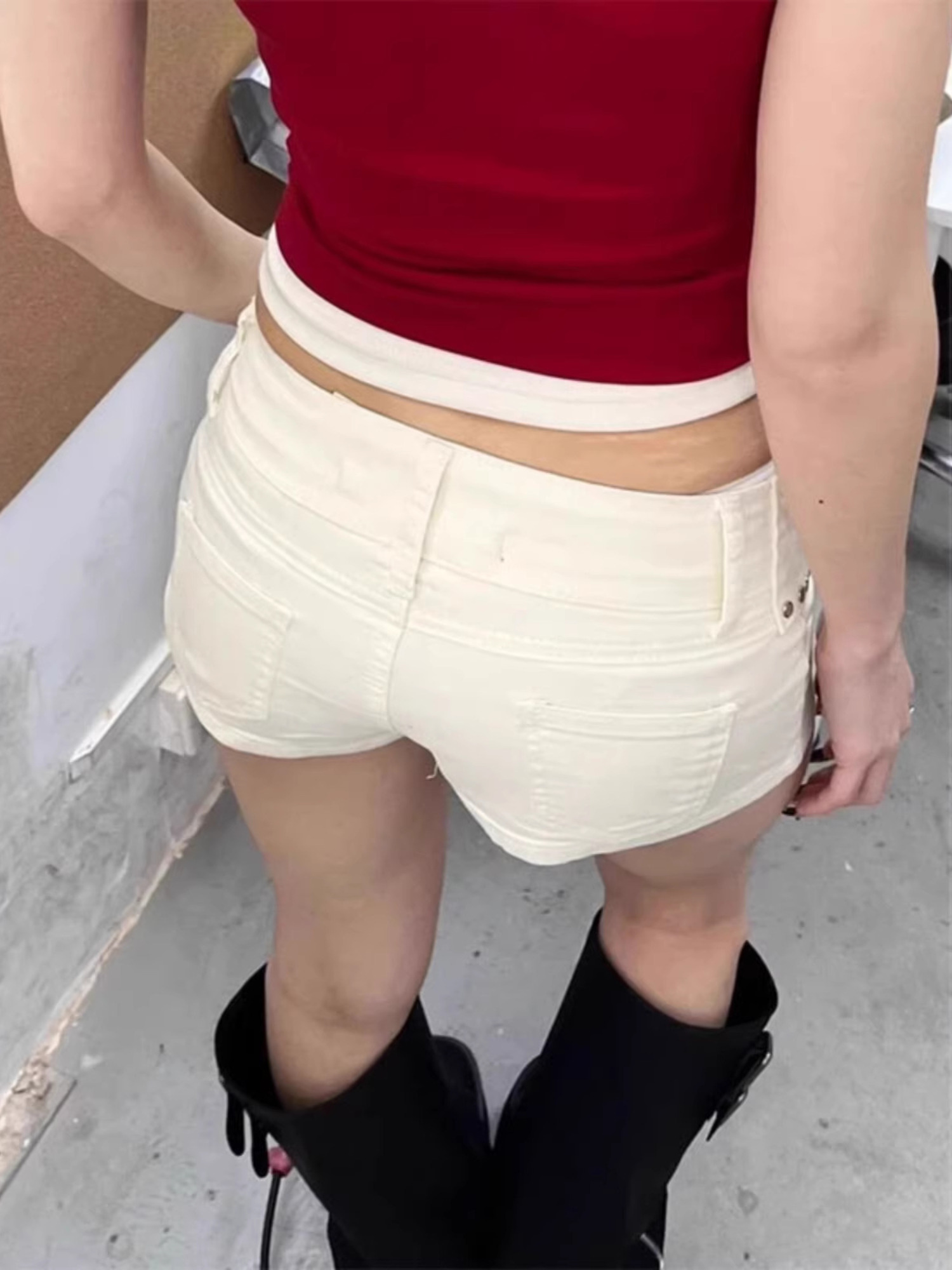 Kadın Düşük Bel Beyaz Kot Şort - Streetwear Brand Shorts incelemesi ve fiyatı