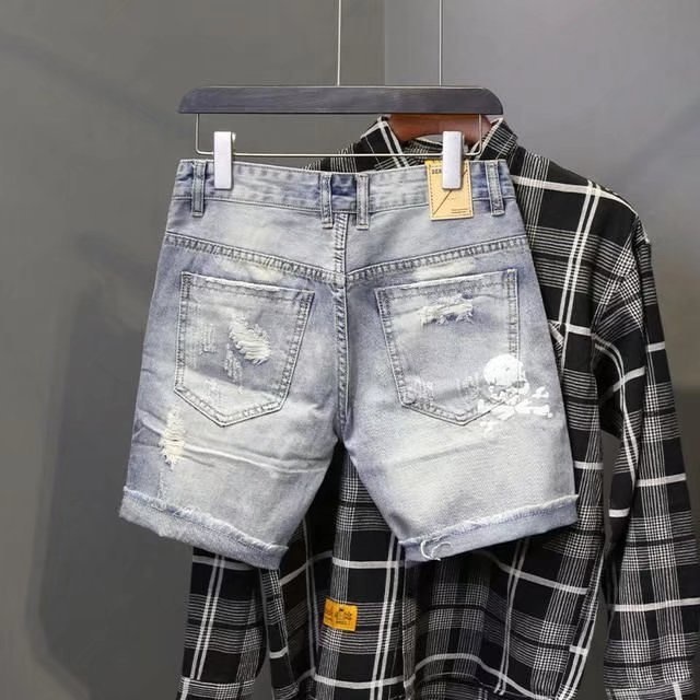 Yaz erkek yıpranmış boncuk del - Streetwear Brand Shorts incelemesi ve fiyatı